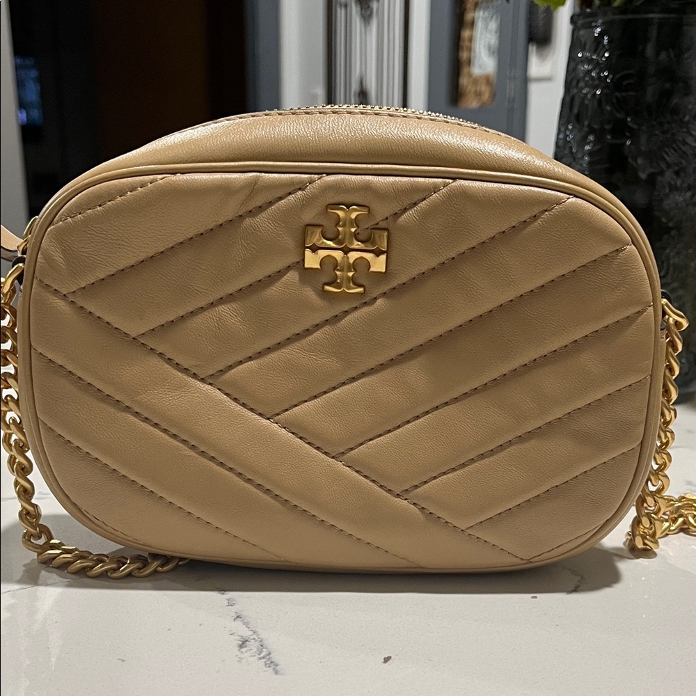 Tory Burch Beige Quilted Crossbody Bag